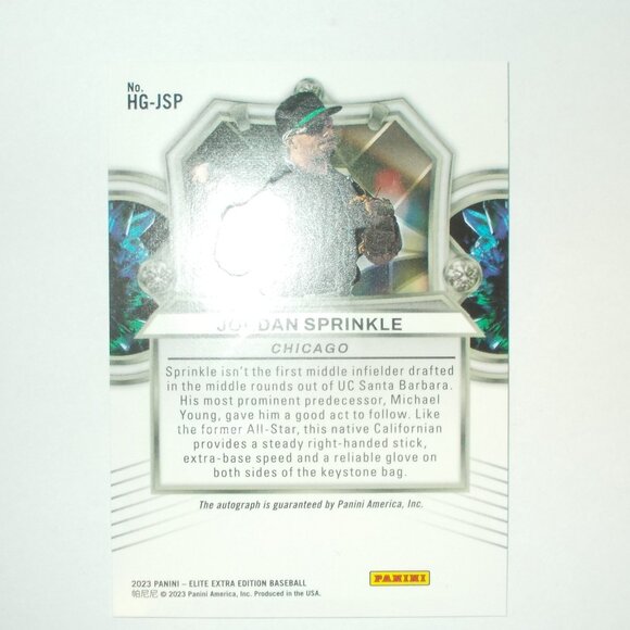 Jordan Sprinkle Hidden Gems Blue AUTO 2023 Panini Elite Extra Baseball RC - Picture 2 of 2